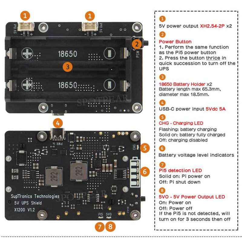 Raspberry Pi 5 UPS Expansion B - đánh giá và giá Raspberry Pi Uninterrupted Power Supply Ups 18650